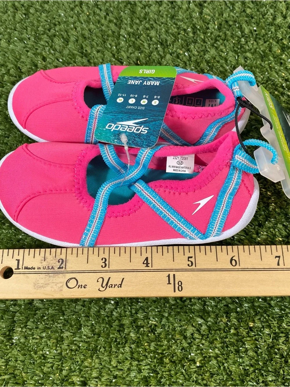 Speedo Mary Jane Water Shoes Kid's Size Girls Med (7-8) Pink Blue Summer Pool